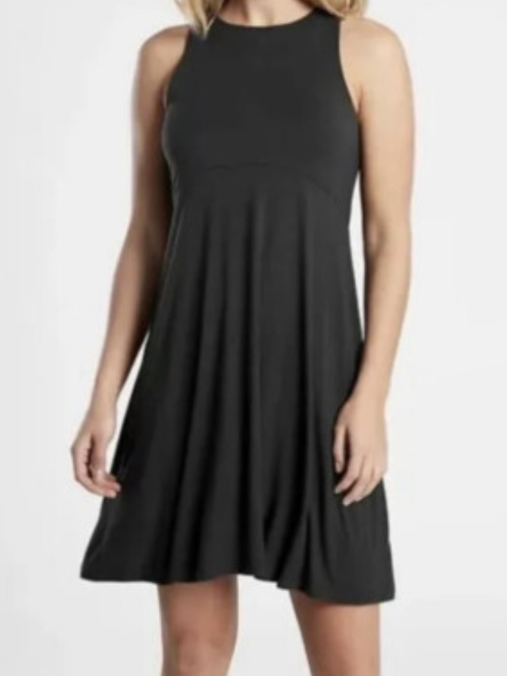 Athleta Black Santorini Thera High Neck Modal Mini Dress Size Medium